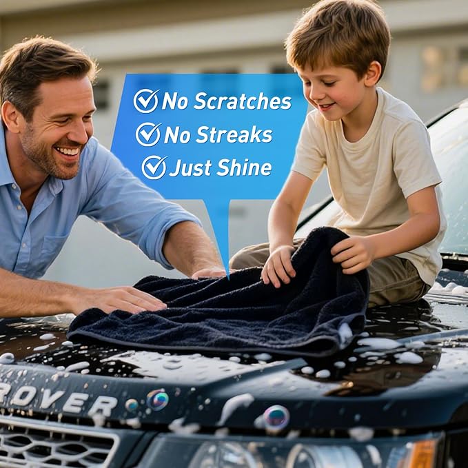 2-Pack1200 GSM Car Drying Towels (24" x 36") Car Drying Towel Extra Large Ultra Absorbent Drying Towel for Cars and Trucks, Without Streaks, Scratches, or Water Spots (Gray-Green)