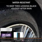 Tire Shine Wax Coating Paste, Car Tire Black Shine with Conditioners, Resists Water & Sunshine Fading, Tire Cleaner with Applicators for Cars, Trucks, Motorcycles, 3.53 Oz