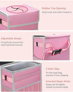 Capolo Car Trash Can with Lid, Leakproof Car Trash Bag Hanging Waterproof Automotive Garbage Can with Storage Pockets Mini Vehicle Trash Bin for Back/Front Seat(Pink,2.5 Gallon)