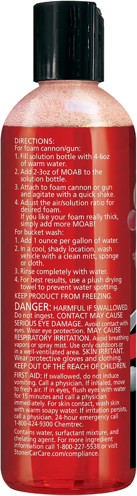 Stoner Car Care 91602 16-Ounce Mother Of All Bubbles M.O.A.B. High Foaming Car Wash For Foam Cannons, Foam Guns, or Bucket Washes, Safe on Car Wax and Sealant Coatings, Cherry Bomb Scent, Pack of 1