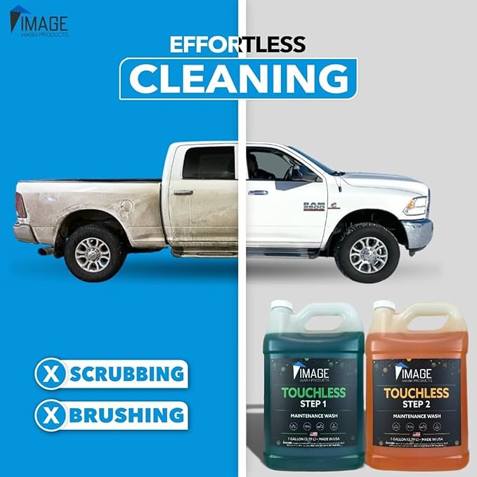 Image Wash Products® Touchless Car Wash Soap Without Foam Cannon | No Scrub Truck & RV Wash | Heavy Duty Car Soap | Step 1 & 2 Touchless Wash System