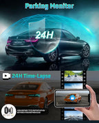 4K Dash Cam, 4K+2K Dash Cam Front and Rear W/ 5GHz WiFi & APP Control 64GB Included, 3.2" IPS Screen Car Dash Cam W/ 24H Parking Monitor, G-Sensor Night Vision, Loop Recording