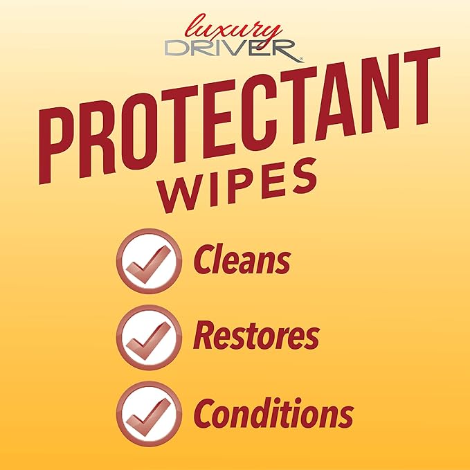 Car Wipes Interior Cleaning Protectant for Dashboard for Tires for Shine and Vinyl Protectant for Plastic for Dash Cleaning for UV and Fading by Luxury Driver - Cherry Scented (36ct Canister)