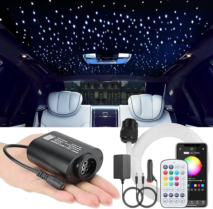 CHINLY Mini Twinkle 550pcs Starlight Headliner Kit 550 Piece Star Lights for Car,9.8ft Car Star Lights,APP RGBW Fiber Optic Light Starlights Headliner Kit for Home Theater