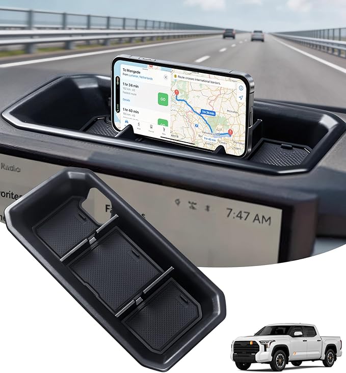Dashboard Storage Tray Dash Organizer for Toyota Tundra 2022-2026 & Toyota Sequoia 2023-2026, Interior Accessories Center Console Storage Box for 2022-2026 Tundra & 2023-2026 Sequoia, Black