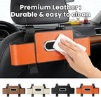 Multifunctional 3‑in‑1 Car Seat Back Storage Box Organizer with Cup Holders, Tissue Box Slot & Headrest Hooks – Backseat Car Organizer for Phones, Snacks, Drinks, Bags, Travel Storage (Orange)