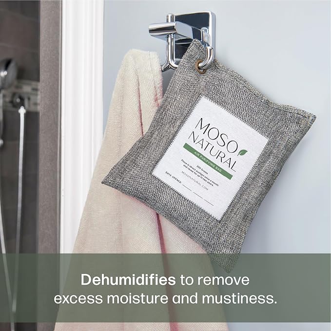 Moso Natural Air Purifying Bag 200g (5 Pack) HGTV Editor's Pick | Premium Bamboo Charcoal Odor Absorber for Home & Car | Closet Odor Eliminator & Car Air Freshener | Long Lasting Charcoal Bags
