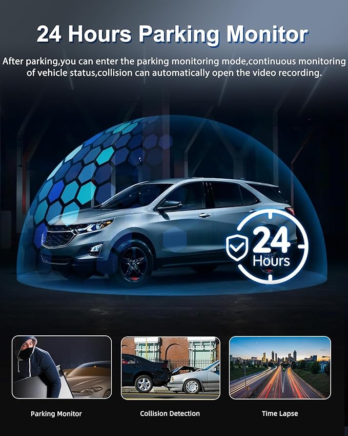 2025 9.66" 1080P Rear View Mirror Camera Front and Rear Dash Cam for Cars & Trucks - G-Sensor, Reverse Assist, GPS Tracking, WDR & HDR Night Vision, 64GB Card