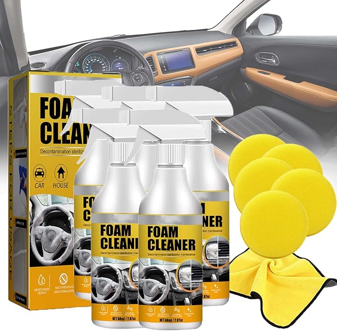 Car Interior Foam Refinisher Cleaner, All Around Master Foam Cleaner, Multi Purpose Foam Cleaner for car, All Purpose Rinse Cleaning Foam, Foam Cleaner All Purpose for Car and Kitchen (5PCS)