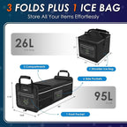 SugarFox Car Trunk Organizer | Foldable, Waterproof | Trunk Organizer for SUV/Cars | Car Organizers & Storage - Car Accessories for Women -M004 (Black With Ice Pack, X-Large)