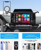 Car Phone Holder for Toyota Sienna 2021-2024 Accessories Apply to 9 Inch Screen Fixed Clip Magnetic Cell Phone Mount Hands-Free 360 Degree Rotation with Dashboard Storage Tray