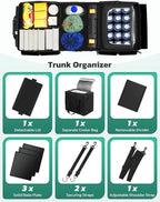 Oasser Trunk Organizer with Cooler Bag 95L, Bearing 110lb No Deformation, Collapsible with Multi Compartments, Removable Insulated Bag, Foldable Lid, Non Slip Bottom, 2 Adjustable Straps (Black&Grey)