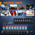 Nilight 8 Gang Rocker Switch Panel with PD Type C and USB Charger Voltmeter 12V SPST ON Off Toggle Switches w/Blue Backlit Waterproof Aluminum for Boats Cars RVs Trucks