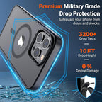SUPFINE Magnetic for iPhone 14 Pro Max Case (Compatible with MagSafe) (Military Grade Drop Protection) Translucent Matte Shockproof Phone Cover,Black