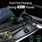 iPhone 17 16 15 Car Charger, [Apple MFi Certified] USB C Car Charger 43W Fast Charging with 3.3 FT Type C to C Cable, USB Car Adapter for iPhone 17/17 Pro/17 Pro Max/Air/16/15