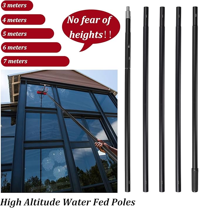 Telescopic Solar Panel Cleaning Brush Kit - 3-12M Reach, 35/55Cm Brush Head, Water Hose Compatible, Perfect for Solar Panels, Windows, Roofs, Pools & Rvs,55cm Brush Head,6M