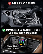Wireless CarPlay Adapter & Android Auto Wireless Adapter, 2-in-1 CarPlay Car Adapter Dongle, Convert Factory Wired Apple CarPlay to Wireless, Ultra-Mini Plug & Play, Includes USB C & USB-A