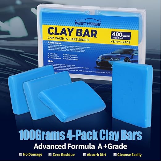 Clay Bar 400g (4x100g), Premium Auto Car Detailing Clay Bars, Automotive Clay bar Kit for Cars’Paint Surface, Metal and Glass, Prep for Sealants, Waxes and Coatings (Blue, Heavy)