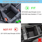 PIMCAR Center Console Organizer for Jeep Wrangler JL/JLU (2018-2026) & Gladiator JT (2020-2026) | Armrest Storage Tray | Interior Accessories (Not for JK/JKU) | Black Liner Trim
