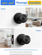 Black Passage Door Knob, Interior Kitchen Pantry Laundry Room Door Handle Hall Closet Black DoorKnob, Stainless Steel Knob, 1 Pack