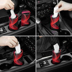 SINGARO Car Tissue Holder, 4 Pack Car Cup Holder Facial Tissues with Travel Tissue Bag, Quick and Convenient Flower Combination Car Tissue Box(4 Canisters/200 Tissues) Black - Red