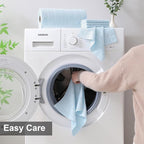 Ferdilan 80 Pack Microfiber Cleaning Cloth Roll,Lint Free Rags Paper Towels & Tear Away Reusable Towels,Washable Shop Rags,Wash Cloths Dish Rags(12" x 12") for Car Kitchen Window Garage-Light Blue