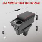 YJYWZH Car Armrest Storage Box for Hyundai Accent Solaris Verna 2017-2020 Double-Layer Car Center Console Armrest Box with 6 USB Ports and Cup Holder for Car Accessories(Red Thread)