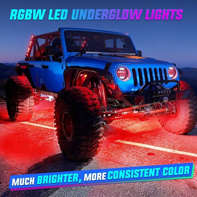 Nilight 8Pcs RGBW Aluminum Underglow Neon Accent Strip Lights 252LEDs Door Assist Multi Color DIY Sound Active Function Music Mode with APP and Remote Control Underbody Light Strips for Car Truck RV