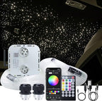 AKEPO 32W RGBW Twinkle+APP+Sound Activated Dual Head Fiber Optic Lights Kit, Star Ceiling Sky Light Total 1110pcs of 16.4ft/5m Mixed Fiber Optic Strands for Home Indoor Decor/Car Headliner Starlight