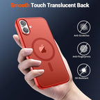 SUPFINE Magnetic for iPhone 16 Plus Case (Compatible with MagSafe) (Military Grade Drop Protection) Slim Translucent Matte Shockproof with Anti-Fingerprint Phone Case, Red