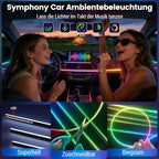 Car Interior Lighting, 22-in-1 HMYC 128 Colorful LED Acrylic Fiber Optic Strips, Universal Decorative Ambient Lighting with Music-synced Rhythm, app Control, RGB neon Lighting for All Cars