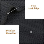 VIVOTE Microfiber Kitchen Dish Towels Waffle Weave Super Soft & Absorbent Tea Towels, Dish Cloths for Kitchen 3 Pack Black 16 x 22 Inch