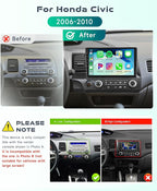 [4G+64G] for Honda Civic 2006-2011 Android Car Stereo with Wireless CarPlay Android Auto,10.1 Inch Android 13 IPS Touchscreen Car Audio Support Bluetooth GPS WiFi DSP Audio HD Rear Camera