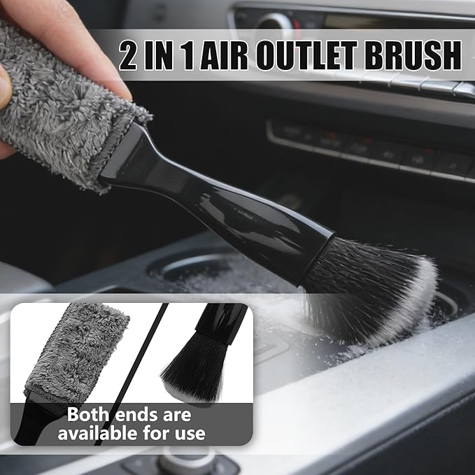 7PCS Car Detailing Brush, Ultra Soft Boar Hair Brush, Car Interior Detail Brush, Fiber Brush, Car Dust Removal Brush, Car Cleaning Gel, Cleaning Tool Set Suitable for Trucks, Cars, RVs, SUVs