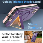 OWKEY for Samsung Galaxy S21 Case with Stand, Magnetic Shockproof Case Fit for Magsafe Translucent Matte Cover for Samsung S21, Purple