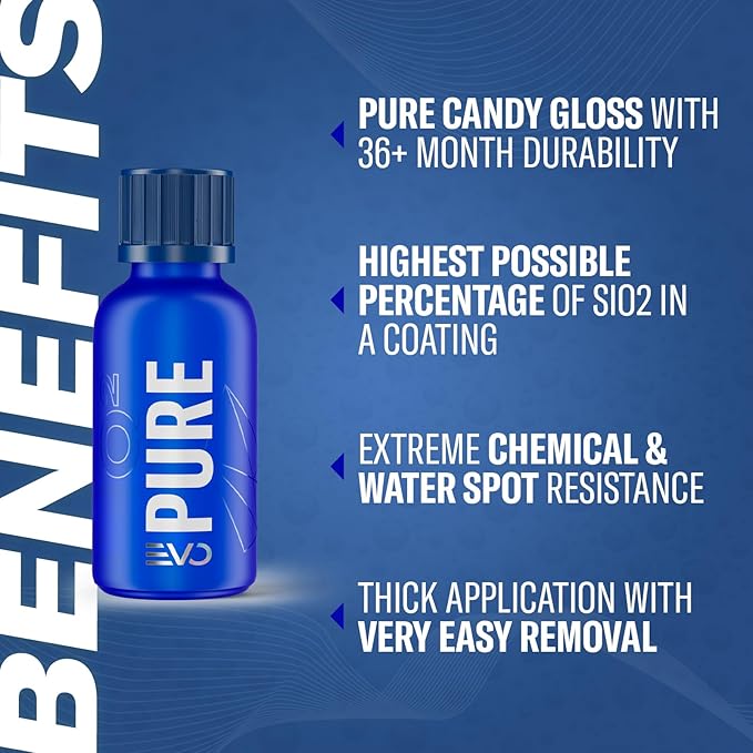 GYEON Q2 PURE EVO Ceramic Coating – Ultra Gloss – sio2 Hard – Deep Shine - Single Layer – Outdoor Application – Water Spot Resistant - Extreme Durability (30ml)