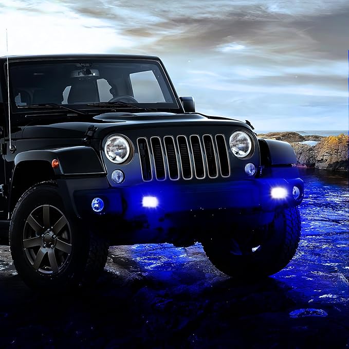 Nilight Flush Mount LED Light Pods 2 PCS 42 W Blue Upgraded Spot Flood Combo Bumper Driving Fog Fishing Hunting Emergency Safety Signal Lighting for UTV Pickup Van Boat Tractor