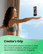 amBand Magnetic Suction Phone Grippy for MagSafe Case, Silicone Cup Sticky Mount for iPhone 12 13 14 15 16 17 Pro Max/Pro/Air/Plus, Hands-Free Selfie/Video for TikTok Creator/Influencer, Light Blue