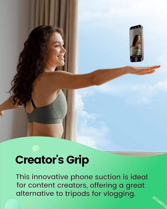 amBand Airplane Travel Essentials Phone Holder, Anti-Slip Magnetic Suction Cup Phone Mount for iPhone Fits Magsafe Attachment, Influencer/Sharer/Content Creator Must Haves for Selfie/Video, Peony Pink
