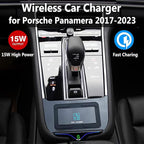 New Upgrade Wireless Car Charger for Porsche Panamera (2017-2023),15W Fast Wireless Phone Charging Pad, Center Console Wireless Charger Works with QI-Enabled Phones(Size:17-21)