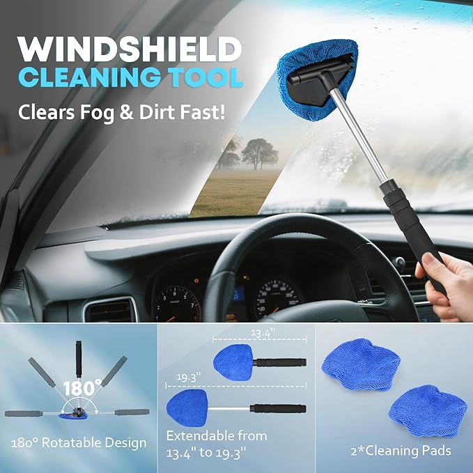 VCANENERGY Car Cleaning kit, Car Interior Detailing kit with 10000pa Car Vacuum Cleaner, Wheel Brush, Windshield Cleaner Tool, Microfiber Towel, Wash Mitt, Interior and Exterior Car Wash kit with Bag