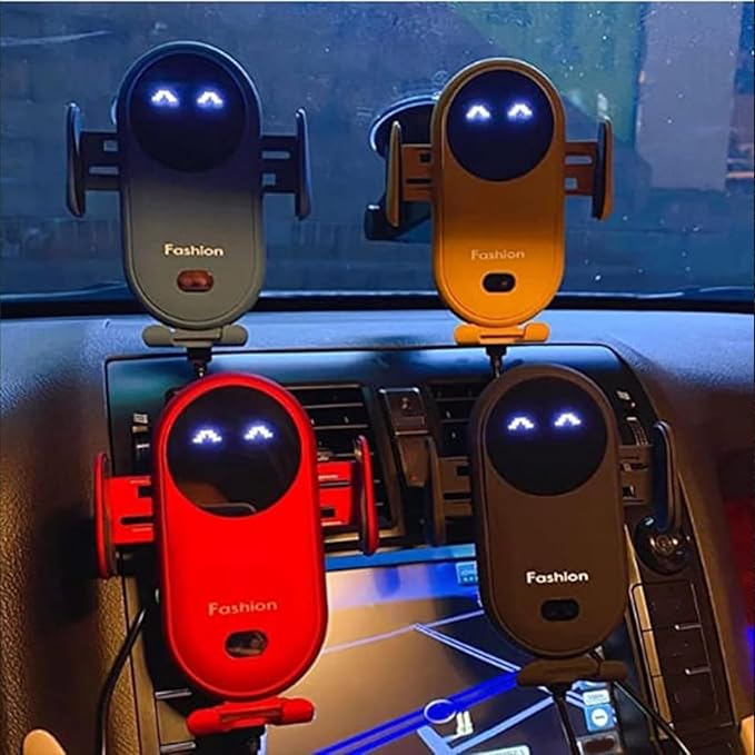 Smart Car Wireless Charger Phone Holder, Fashion Car Charger, Smart Sensor Car Wireless Charger, Automatic PhoneHolder forCar, for All Phone (Yellow)