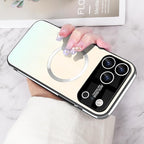 Guppy Compatible with iPhone 17 Pro Magnetic Case, with Full Camera Lens Protector [Compatible with MagSafe] Scratch Resistant Gradient Glass Back Cover Phone Case-White