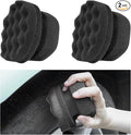Wevdn 2PCS Tire Shine Applicator, Durable & Reusable Hex Grip Tire Dressing Sponge Foam Detailing Pad, Washable Round Shape Wheel Tire Shine Car Cleaning Sponge, Car Accessories (Black-Large)