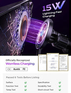 LISEN for 15W MagSafe Car Mount Charger,Wireless Car Charger,Magnetic Phone Holder for Car,Phone Holders for Your Car Accessories for Women Men Jeep Ford F150 for iPhone 17 16 15 14 13 12,Samsung