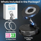JEAN'VOUS Upgraded Magnetic Phone Holder for Car [70+ LBS Strongest Suction & 3000gf Magnetic], MagSafe Car Mount, Adjustable, 360° Dashboard Phone Holder for iPhone 17 16 15 14 13 12 & Android