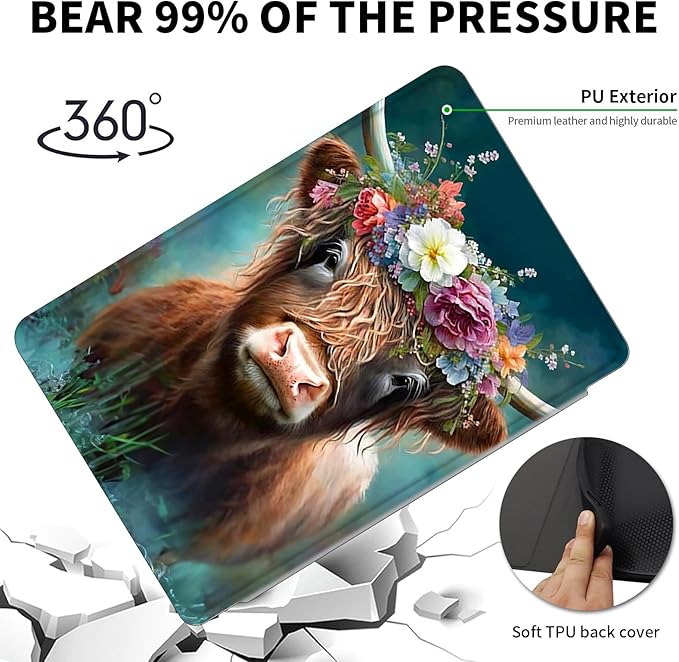 Case for 6" Kindle Paperwhite (10th Generation,2018 Release),360 Degree Rotating Swivel Leather Stand Folio Cover Auto Wake/Sleep for Amazon Kindle Paperwhite E-Reader,Cute Highland Cow