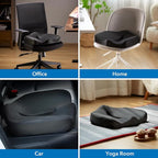 Mount-It! Office Seat Cushion, Premium Comfort Chair Lumbar Support, Memory Foam, Gel Filling, Ergonomic for Car, Desk, Back Hip Butt Tailbone Relief, Sciatica Cushions Washable Cover in Black