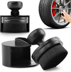 2 Pack Auto Detail Brushes, Tire Shine Applicator Brush, Automotive Tire Dressing Applicator Brush, High Density Portable Car Tire Brush with Seal Cover for Car Wash Kit(Black)