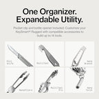 KeySmart Rugged - Multitool Key Holder for Keychain w/Bottle Opener and Pocket Clip, Organizer for Keys, EDC Keychains, Ring for Car Fobs Key Chains, Expandable (Up to 14 Keys, Titanium)